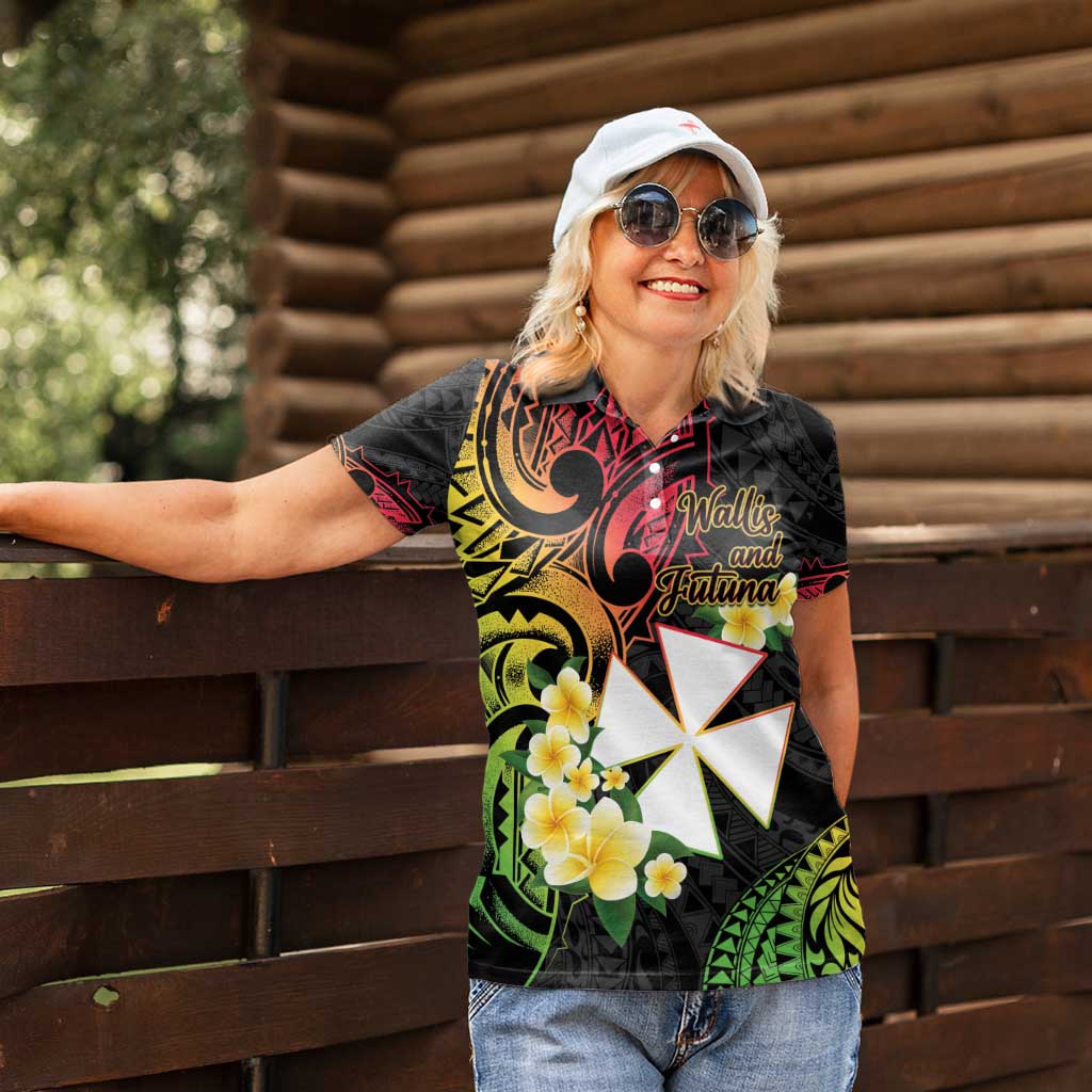 Wallis and Futuna Victory Day Women Polo Shirt Liberty Equality Fraternity Polynesian Plumeria