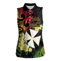 Wallis and Futuna Victory Day Women Sleeveless Polo Shirt Liberty Equality Fraternity Polynesian Plumeria