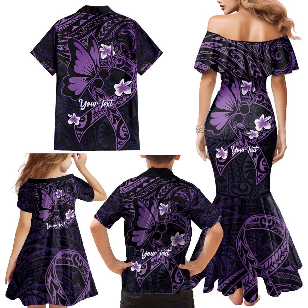 Personalised Fibromyalgia Awareness Month Family Matching Mermaid Dress and Hawaiian Shirt Fibro Warrior Strength In Every Struggle