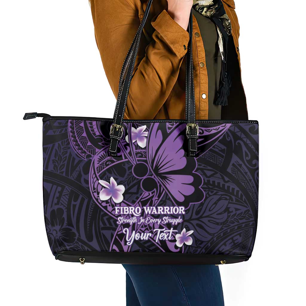 Personalised Fibromyalgia Awareness Month Leather Tote Bag Fibro Warrior Strength In Every Struggle