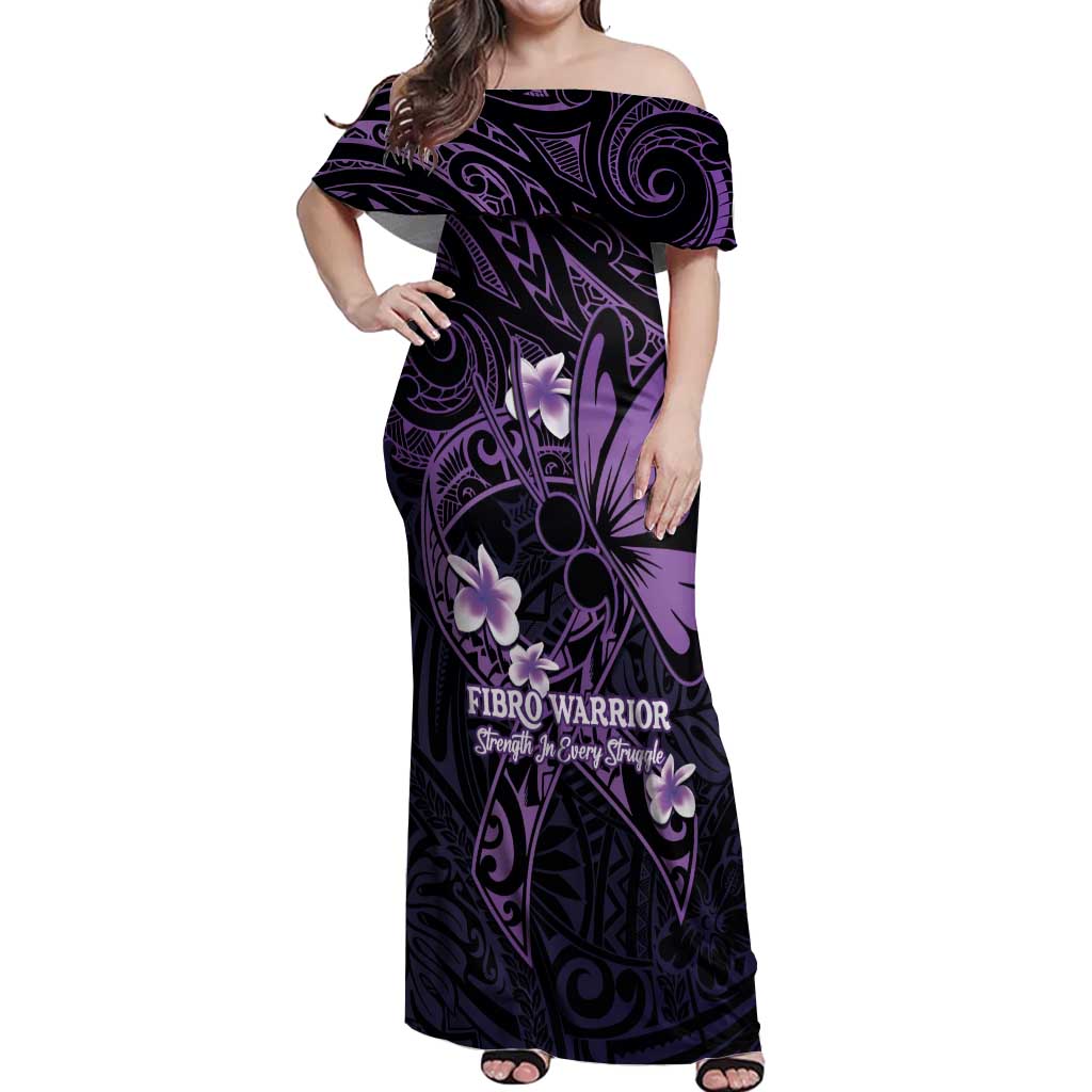 Personalised Fibromyalgia Awareness Month Off Shoulder Maxi Dress Fibro Warrior Strength In Every Struggle