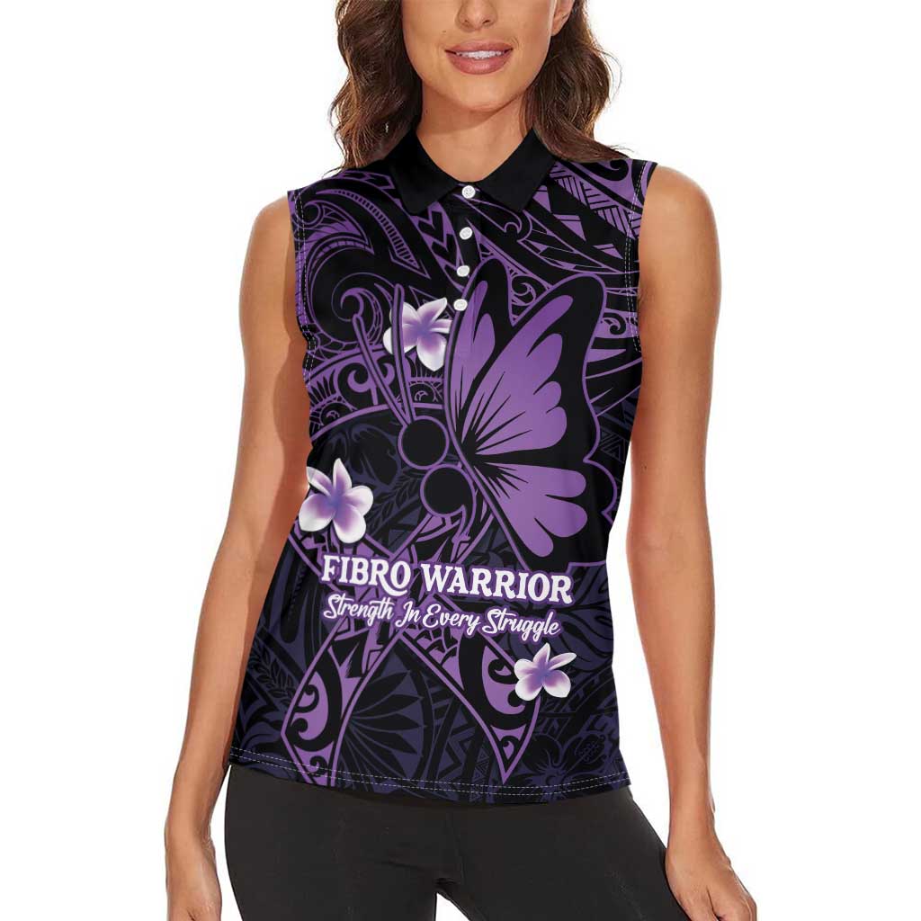 Personalised Fibromyalgia Awareness Month Women Sleeveless Polo Shirt Fibro Warrior Strength In Every Struggle