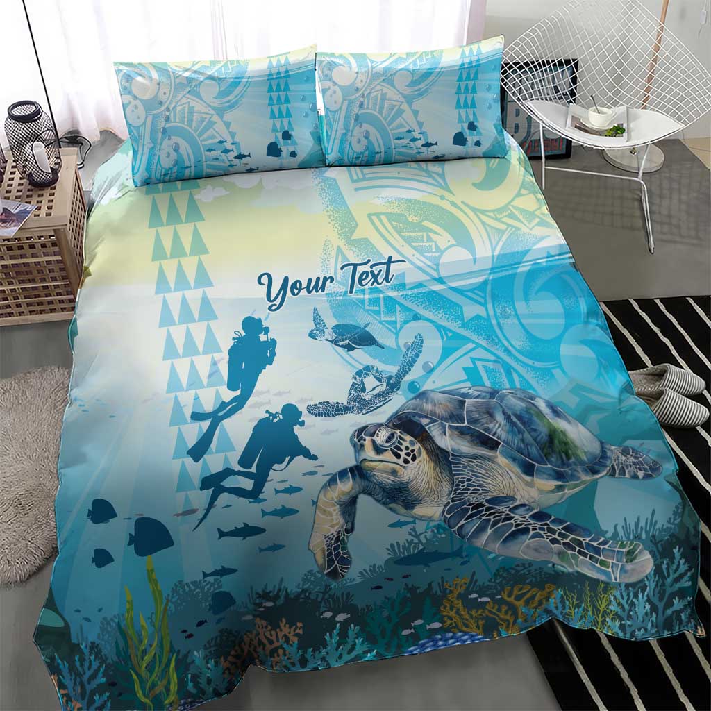 Personalized Snorkeling Hawaii Bedding Set Ocean Lover Hawaiian Kakau Honu Turtle