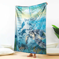 Personalized Snorkeling Hawaii Blanket Ocean Lover Hawaiian Kakau Honu Turtle