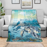 Personalized Snorkeling Hawaii Blanket Ocean Lover Hawaiian Kakau Honu Turtle
