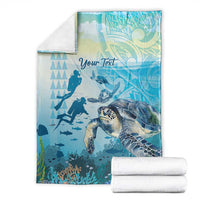 Personalized Snorkeling Hawaii Blanket Ocean Lover Hawaiian Kakau Honu Turtle