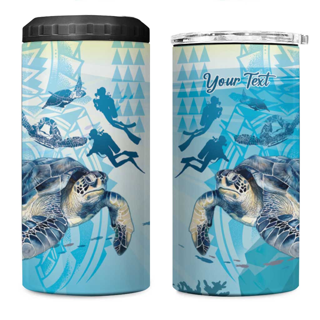 Personalized Snorkeling Hawaii 4 in 1 Can Cooler Tumbler Ocean Lover Hawaiian Kakau Honu Turtle