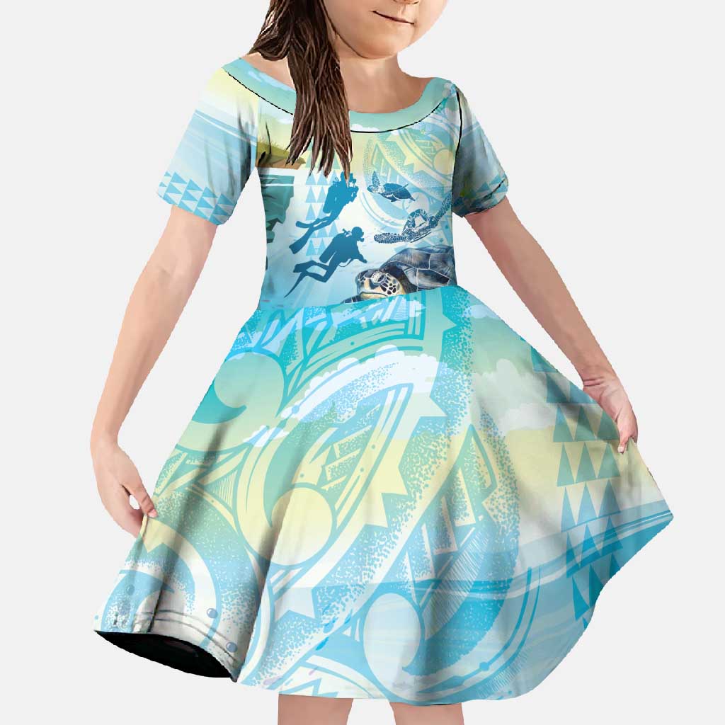 Personalized Snorkeling Hawaii Family Matching Short Sleeve Bodycon Dress and Hawaiian Shirt Ocean Lover Hawaiian Kakau Honu Turtle