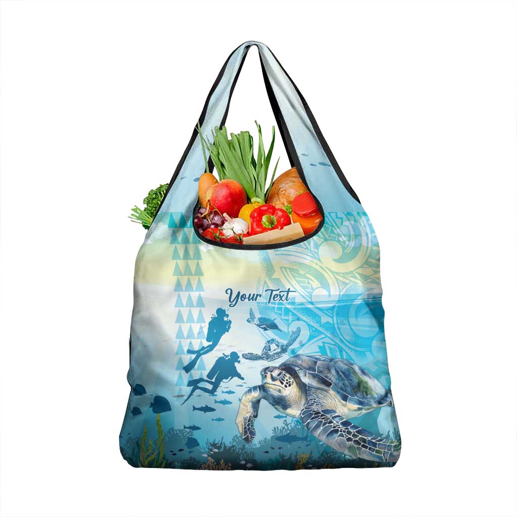 Personalized Snorkeling Hawaii Grocery Bag Ocean Lover Hawaiian Kakau Honu Turtle