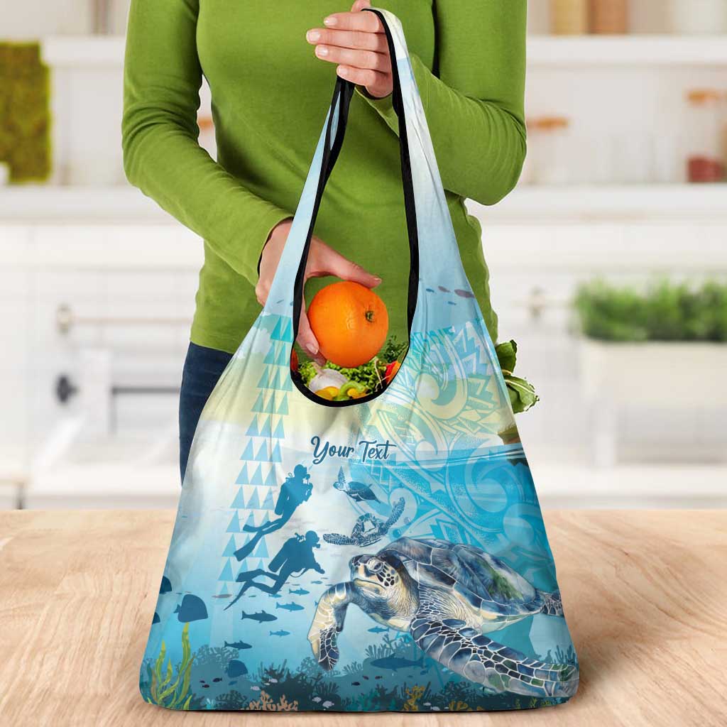 Personalized Snorkeling Hawaii Grocery Bag Ocean Lover Hawaiian Kakau Honu Turtle