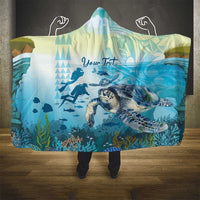 Personalized Snorkeling Hawaii Hooded Blanket Ocean Lover Hawaiian Kakau Honu Turtle LT14 - Polynesian Pride