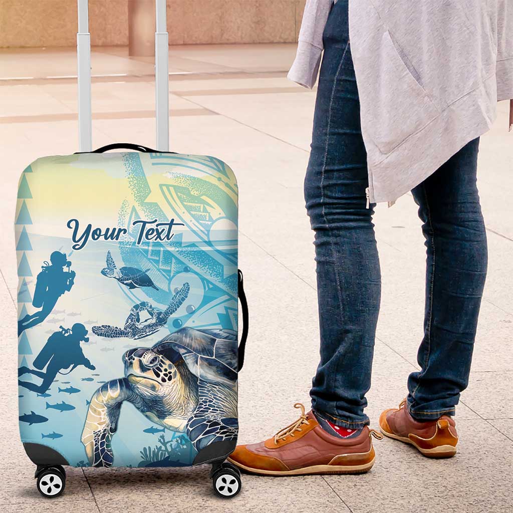 Personalized Snorkeling Hawaii Luggage Cover Ocean Lover Hawaiian Kakau Honu Turtle
