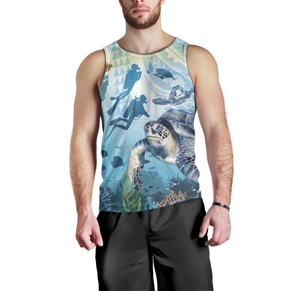Personalized Snorkeling Hawaii Men Tank Top Ocean Lover Hawaiian Kakau Honu Turtle