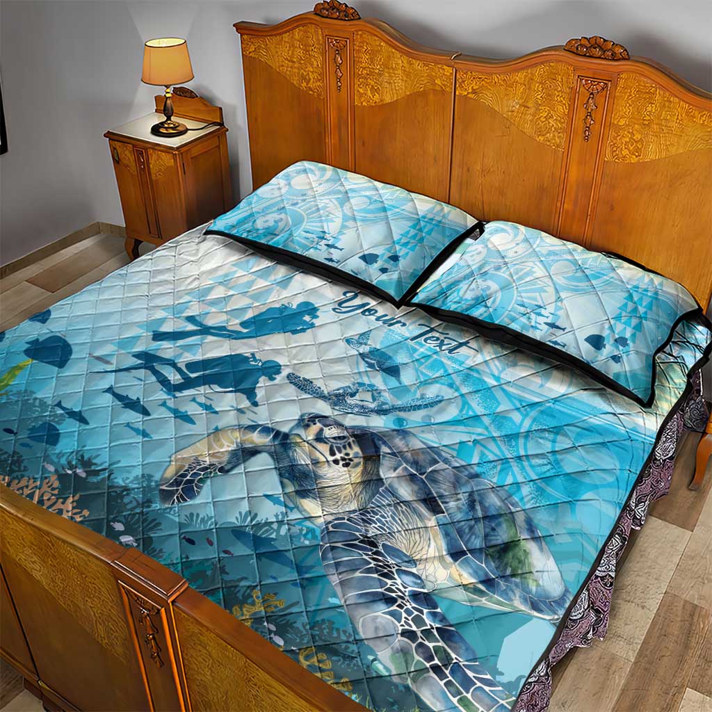 Personalized Snorkeling Hawaii Quilt Bed Set Ocean Lover Hawaiian Kakau Honu Turtle