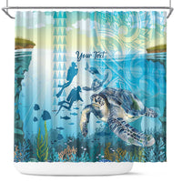 Personalized Snorkeling Hawaii Shower Curtain Ocean Lover Hawaiian Kakau Honu Turtle