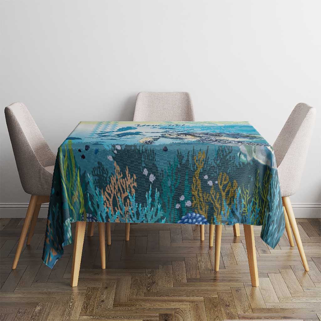 Personalized Snorkeling Hawaii Tablecloth Ocean Lover Hawaiian Kakau Honu Turtle