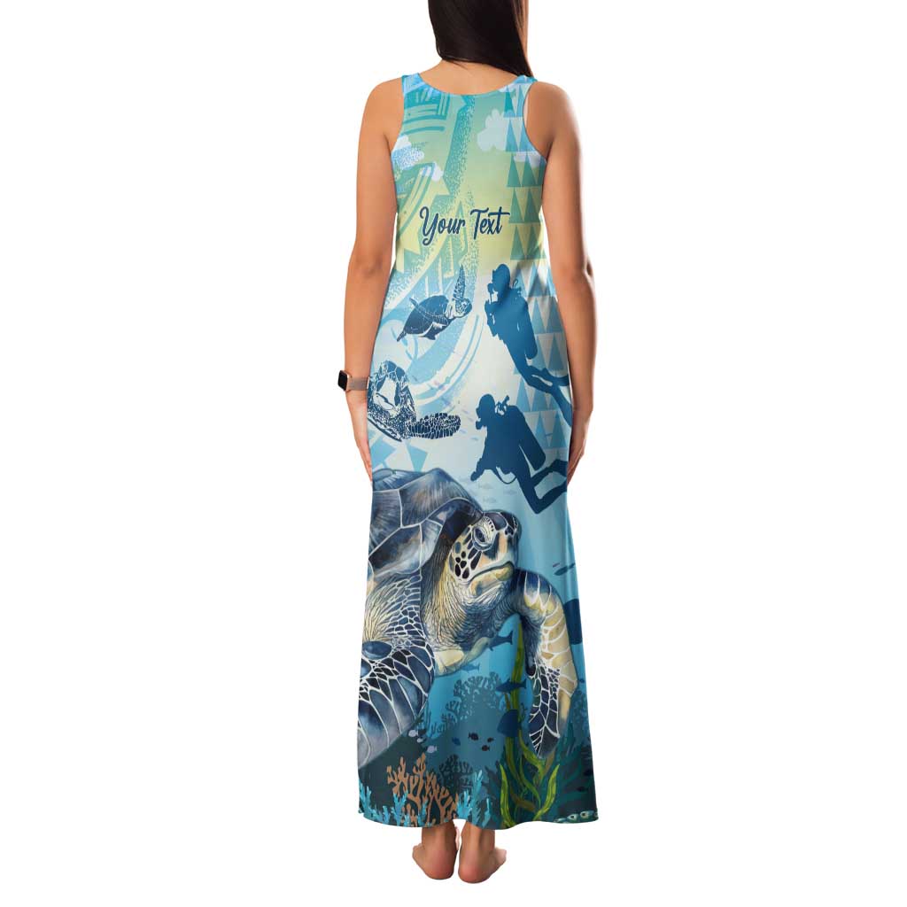Personalized Snorkeling Hawaii Tank Maxi Dress Ocean Lover Hawaiian Kakau Honu Turtle LT14 - Polynesian Pride