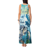 Personalized Snorkeling Hawaii Tank Maxi Dress Ocean Lover Hawaiian Kakau Honu Turtle LT14 - Polynesian Pride