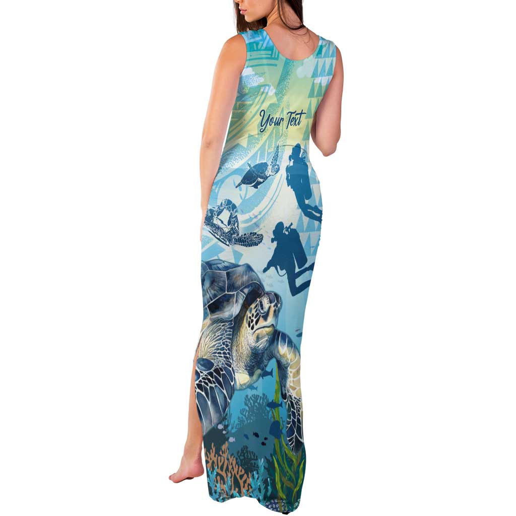 Personalized Snorkeling Hawaii Tank Maxi Dress Ocean Lover Hawaiian Kakau Honu Turtle LT14 - Polynesian Pride