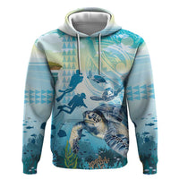 Personalized Snorkeling Hawaii Zip Hoodie Ocean Lover Hawaiian Kakau Honu Turtle