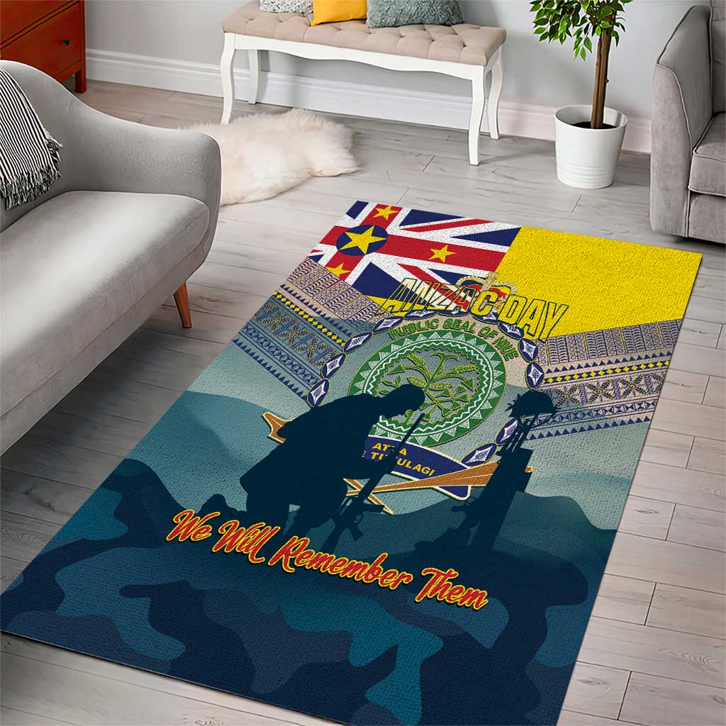 Niue ANZAC Day Area Rug We Will Remember Them Camouflage Style
