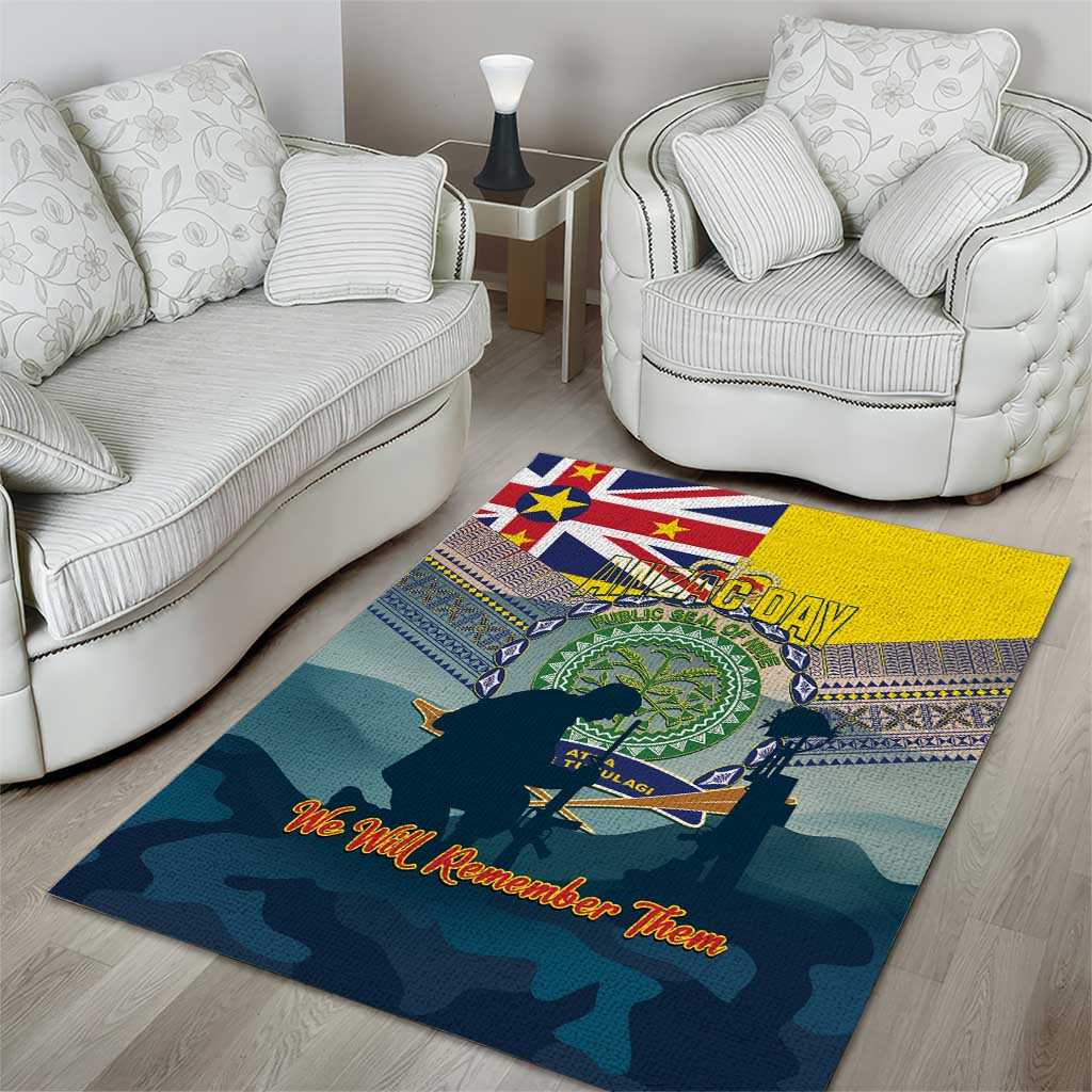 Niue ANZAC Day Area Rug We Will Remember Them Camouflage Style