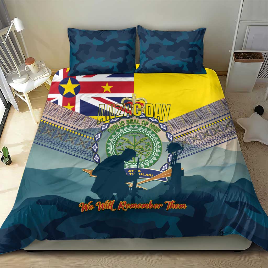 Niue ANZAC Day Bedding Set We Will Remember Them Camouflage Style