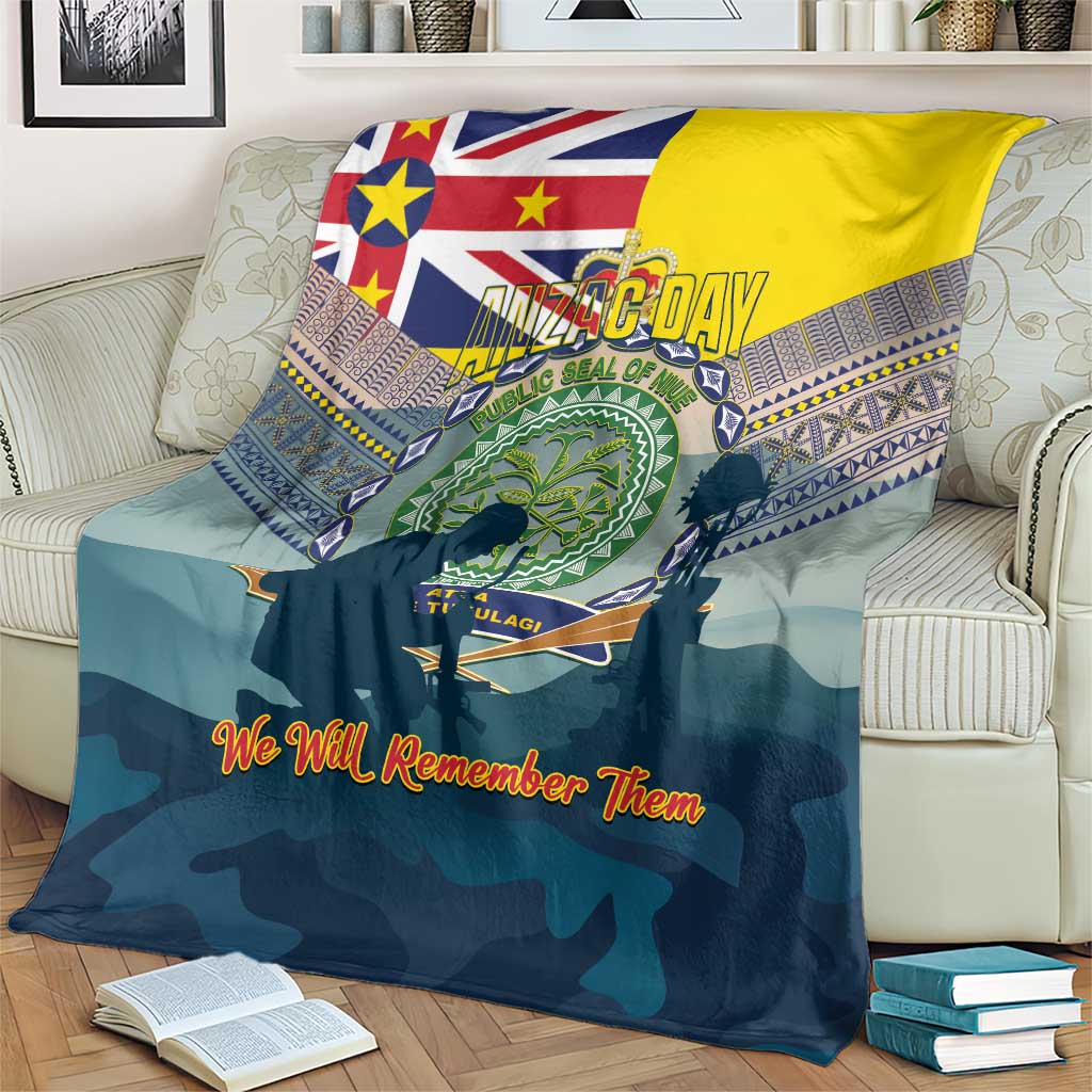 Niue ANZAC Day Blanket We Will Remember Them Camouflage Style