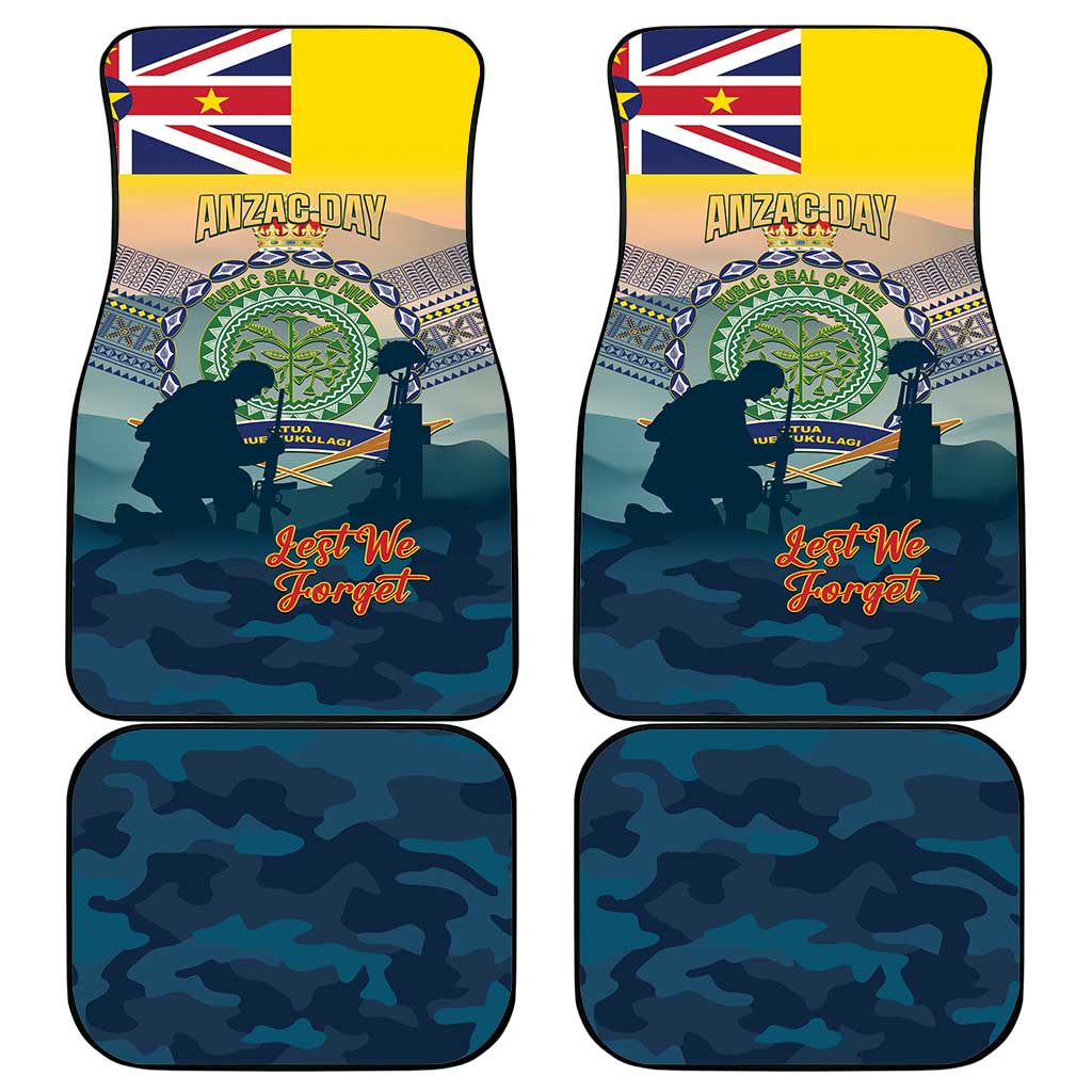 Niue ANZAC Day Car Mats We Will Remember Them Camouflage Style