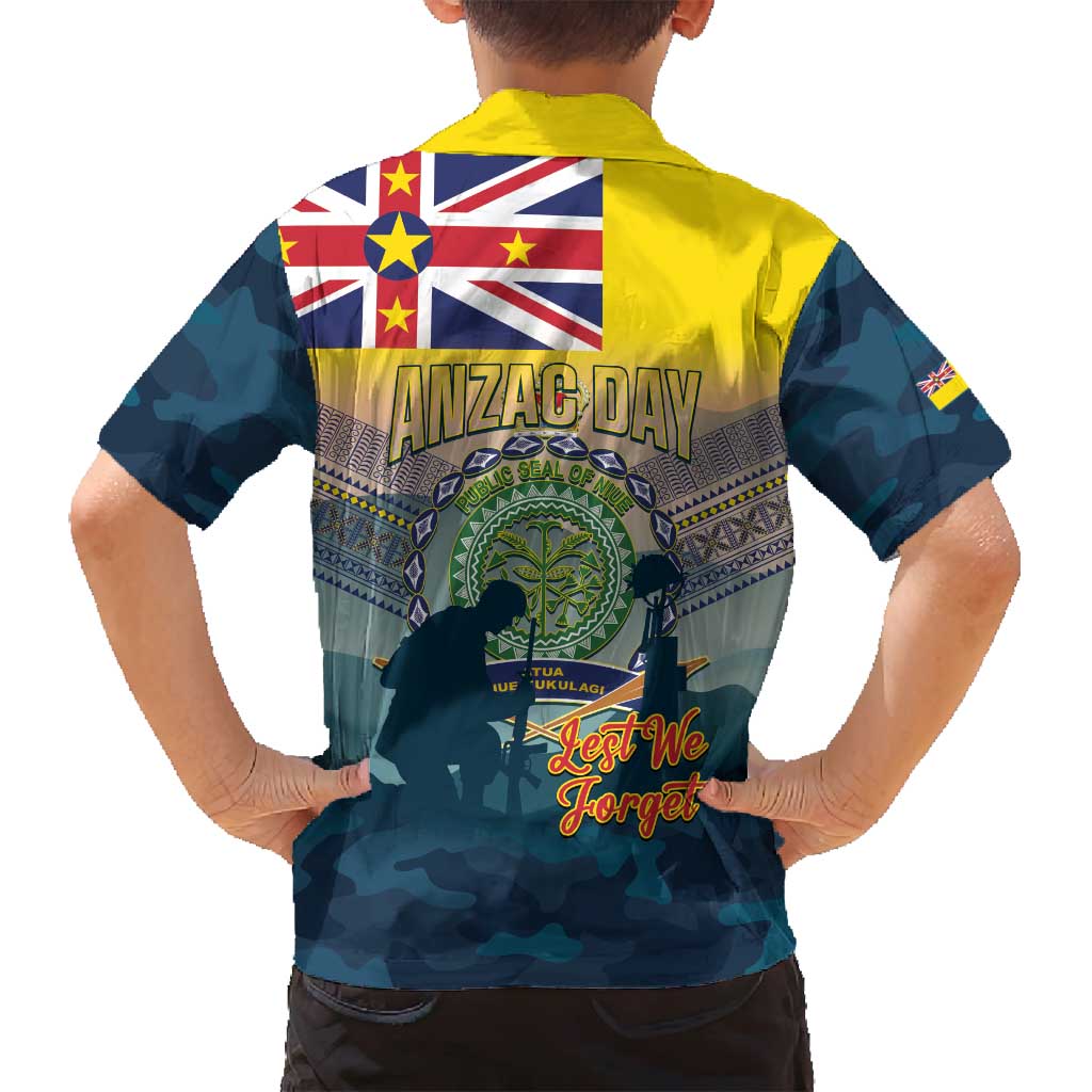 Niue ANZAC Day Family Matching Puletasi and Hawaiian Shirt We Will Remember Them Camouflage Style