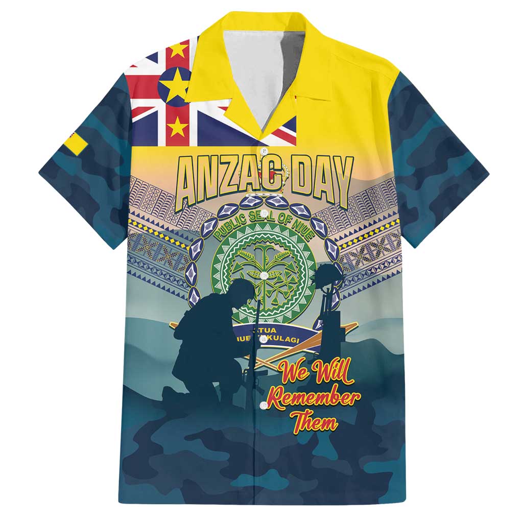 Niue ANZAC Day Family Matching Puletasi and Hawaiian Shirt We Will Remember Them Camouflage Style