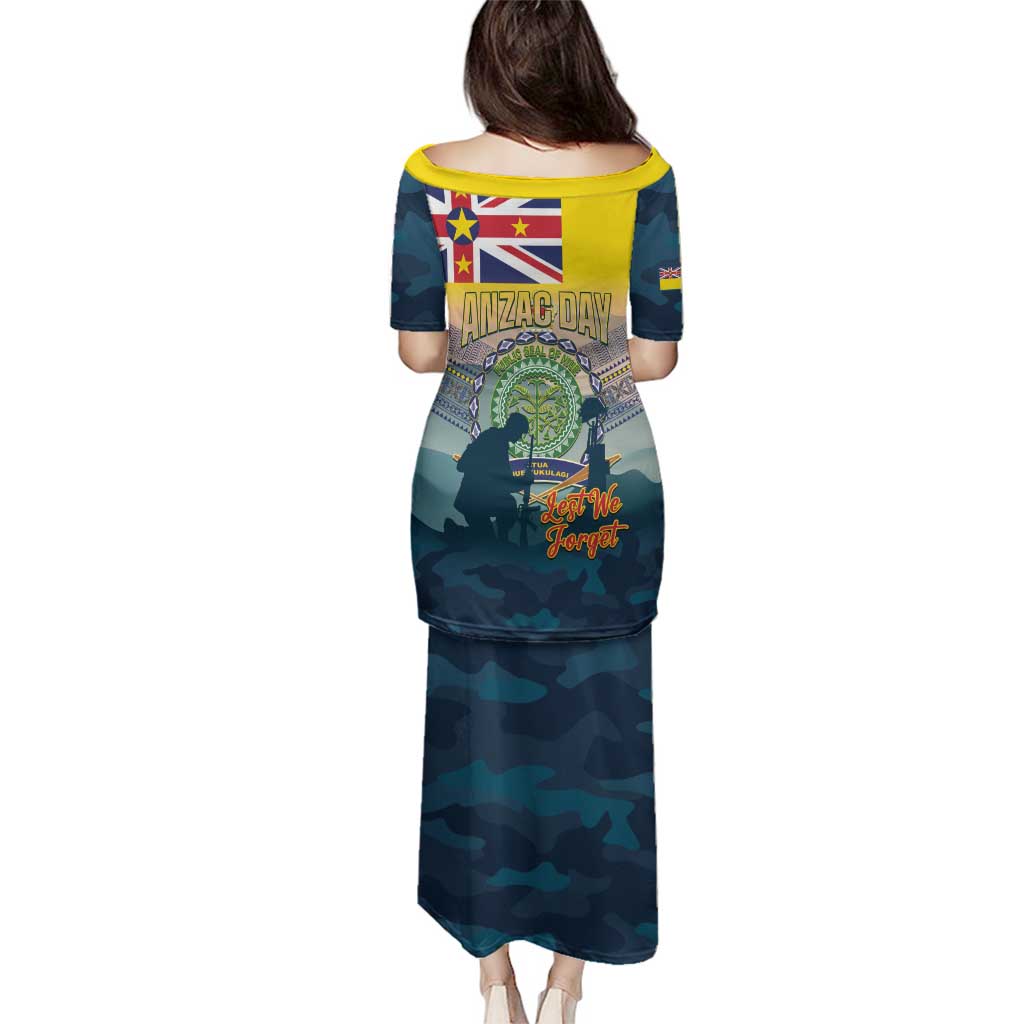 Niue ANZAC Day Family Matching Puletasi and Hawaiian Shirt We Will Remember Them Camouflage Style