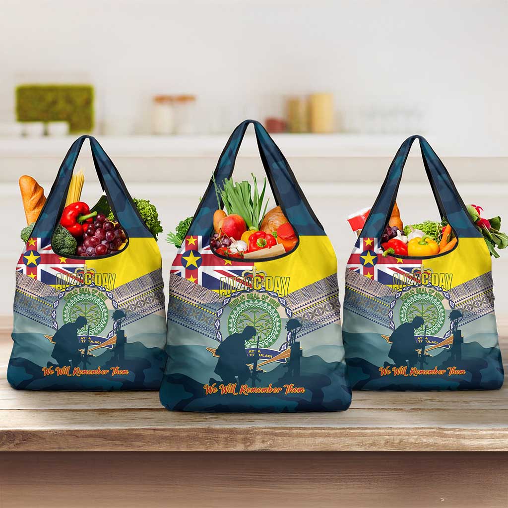 Niue ANZAC Day Grocery Bag We Will Remember Them Camouflage Style