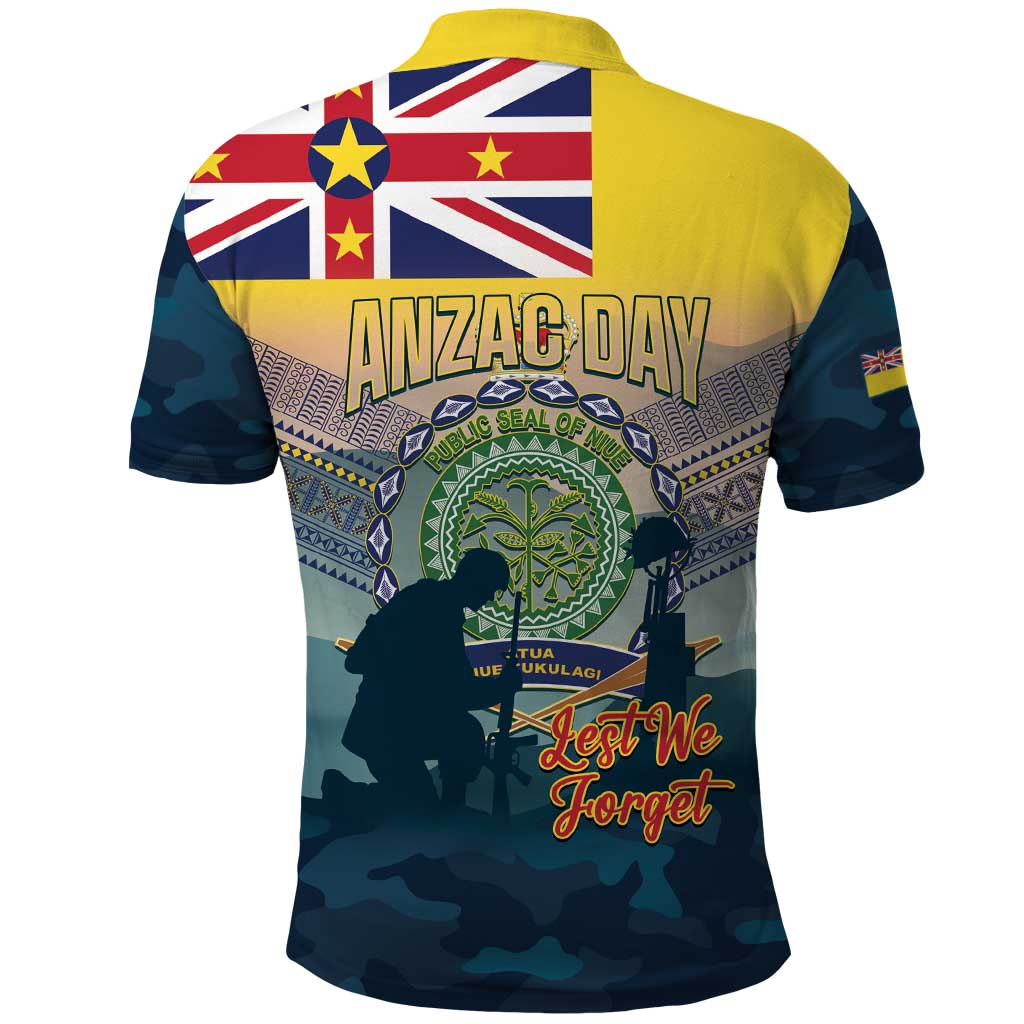 Niue ANZAC Day Polo Shirt We Will Remember Them Camouflage Style