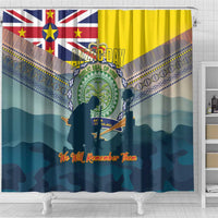 Niue ANZAC Day Shower Curtain We Will Remember Them Camouflage Style