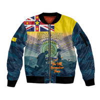Niue ANZAC Day Sleeve Zip Bomber Jacket We Will Remember Them Camouflage Style