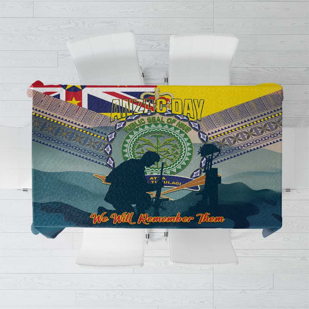 Niue ANZAC Day Tablecloth We Will Remember Them Camouflage Style