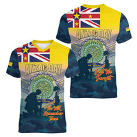 Niue ANZAC Day Women V-Neck T-Shirt We Will Remember Them Camouflage Style