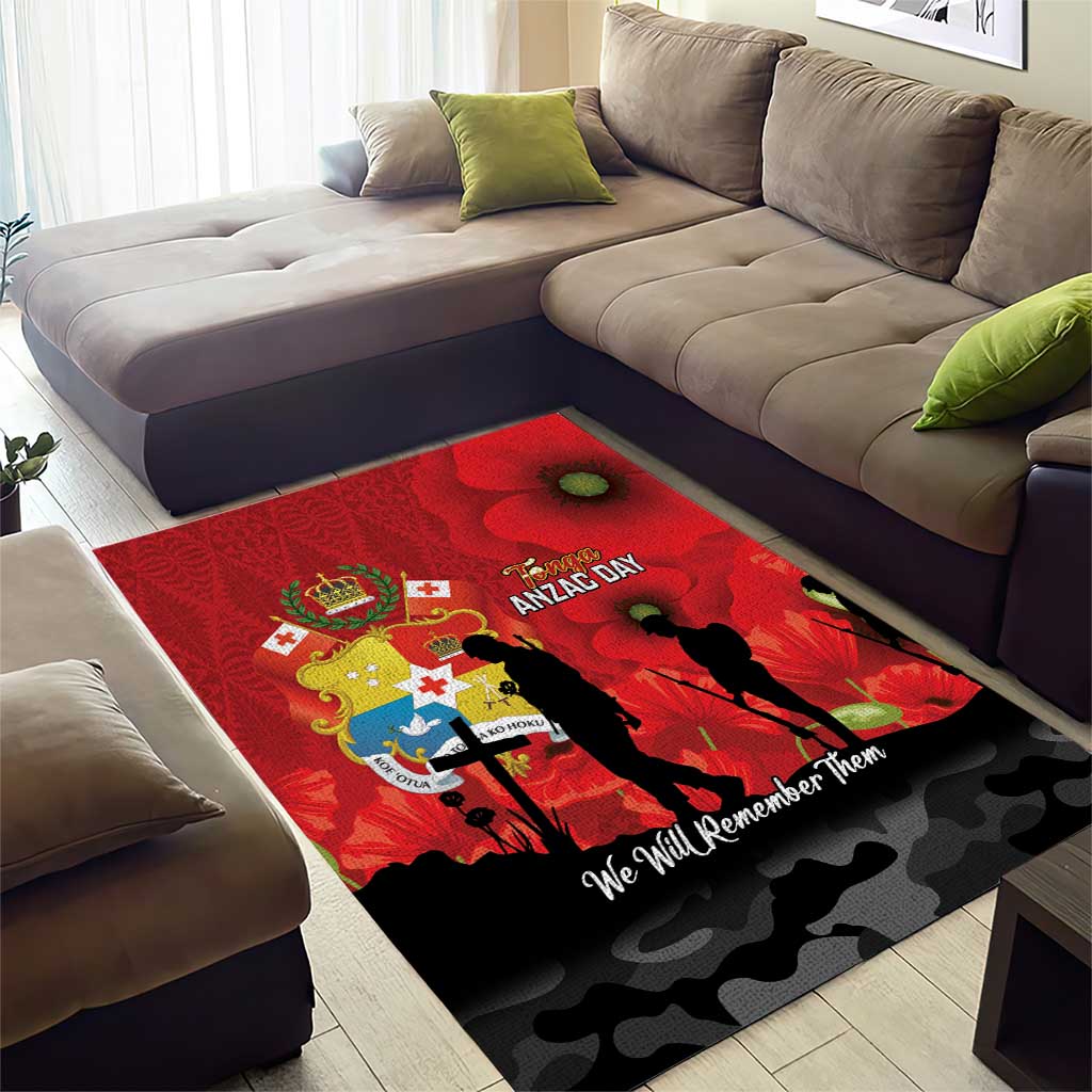 Tonga ANZAC Day Area Rug Ngatu Pattern We Will Remember Them