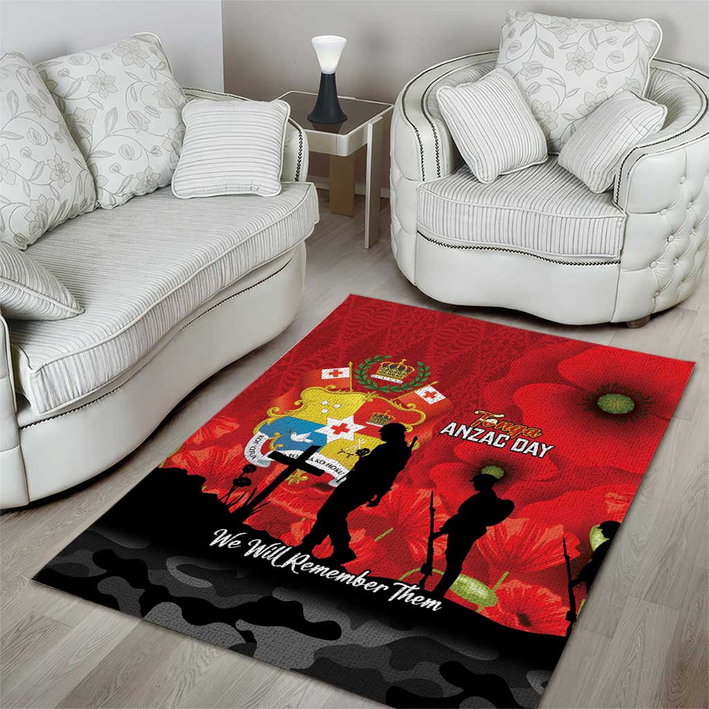 Tonga ANZAC Day Area Rug Ngatu Pattern We Will Remember Them