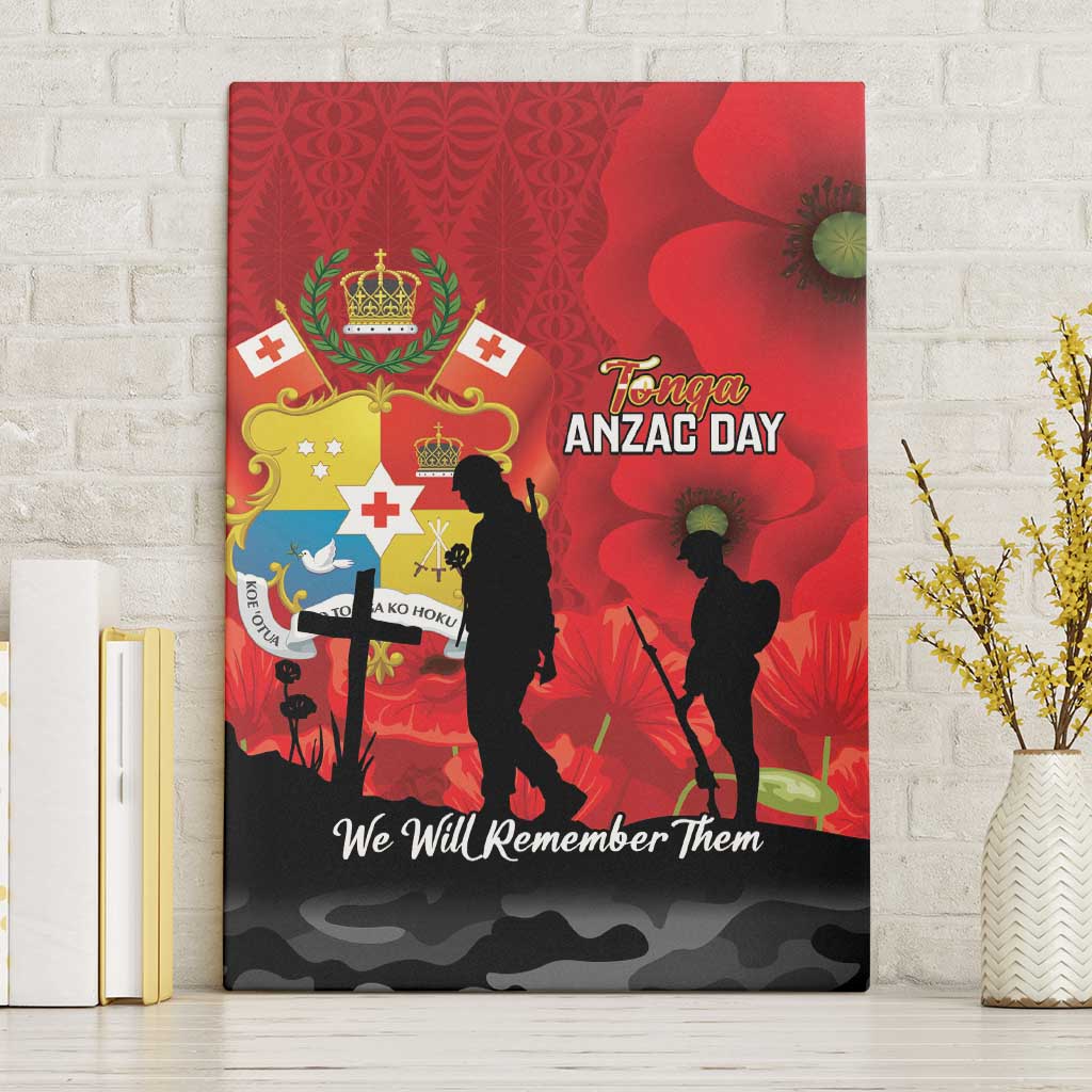 Tonga ANZAC Day Canvas Wall Art Ngatu Pattern We Will Remember Them