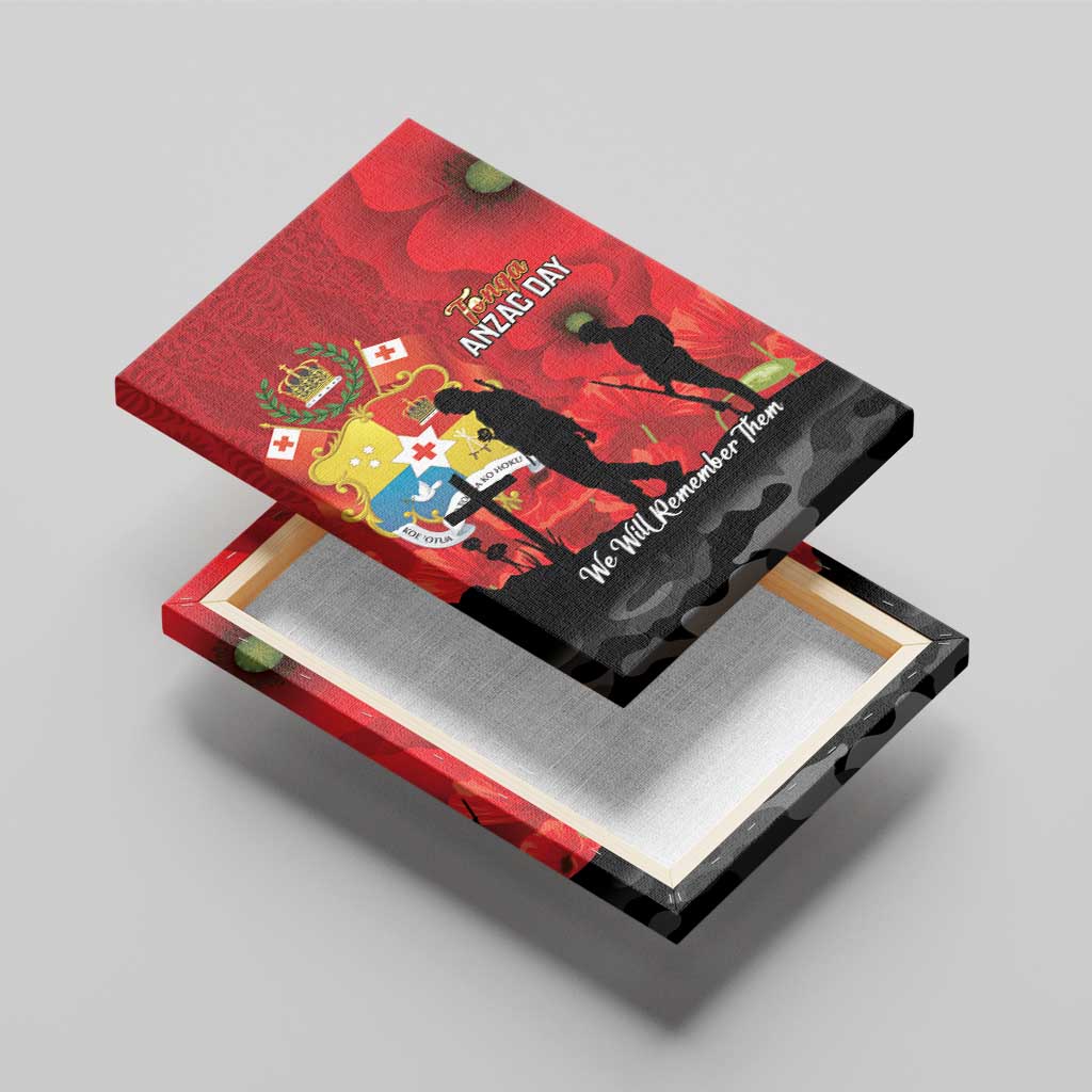 Tonga ANZAC Day Canvas Wall Art Ngatu Pattern We Will Remember Them