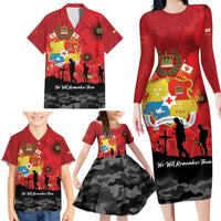 Tonga ANZAC Day Family Matching Long Sleeve Bodycon Dress and Hawaiian Shirt Ngatu Pattern We Will Remember Them LT14 - Polynesian Pride