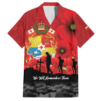 Tonga ANZAC Day Family Matching Long Sleeve Bodycon Dress and Hawaiian Shirt Ngatu Pattern We Will Remember Them LT14 Dad's Shirt - Short Sleeve Red - Polynesian Pride