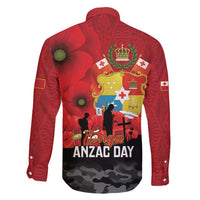 Tonga ANZAC Day Family Matching Long Sleeve Bodycon Dress and Hawaiian Shirt Ngatu Pattern We Will Remember Them LT14 - Polynesian Pride