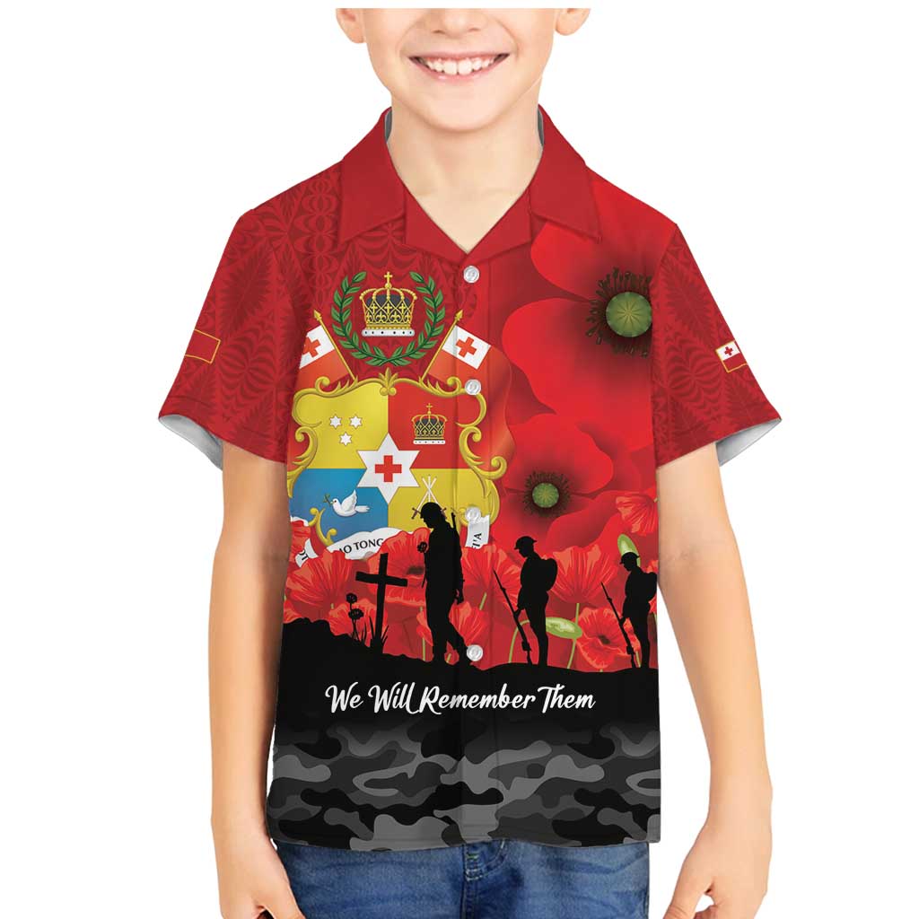 Tonga ANZAC Day Family Matching Mermaid Dress and Hawaiian Shirt Ngatu Pattern We Will Remember Them