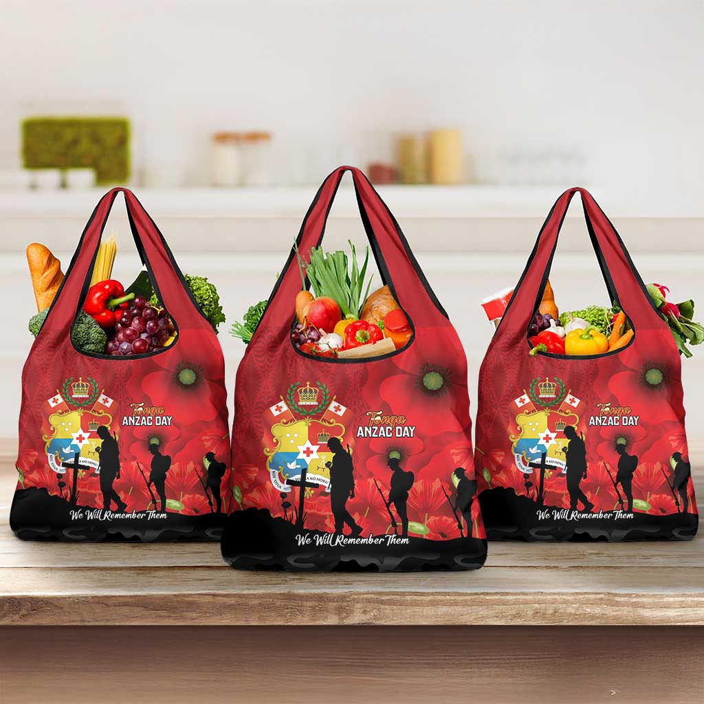 Tonga ANZAC Day Grocery Bag Ngatu Pattern We Will Remember Them