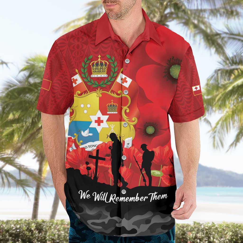 Tonga ANZAC Day Hawaiian Shirt Ngatu Pattern We Will Remember Them