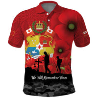 Tonga ANZAC Day Polo Shirt Ngatu Pattern We Will Remember Them