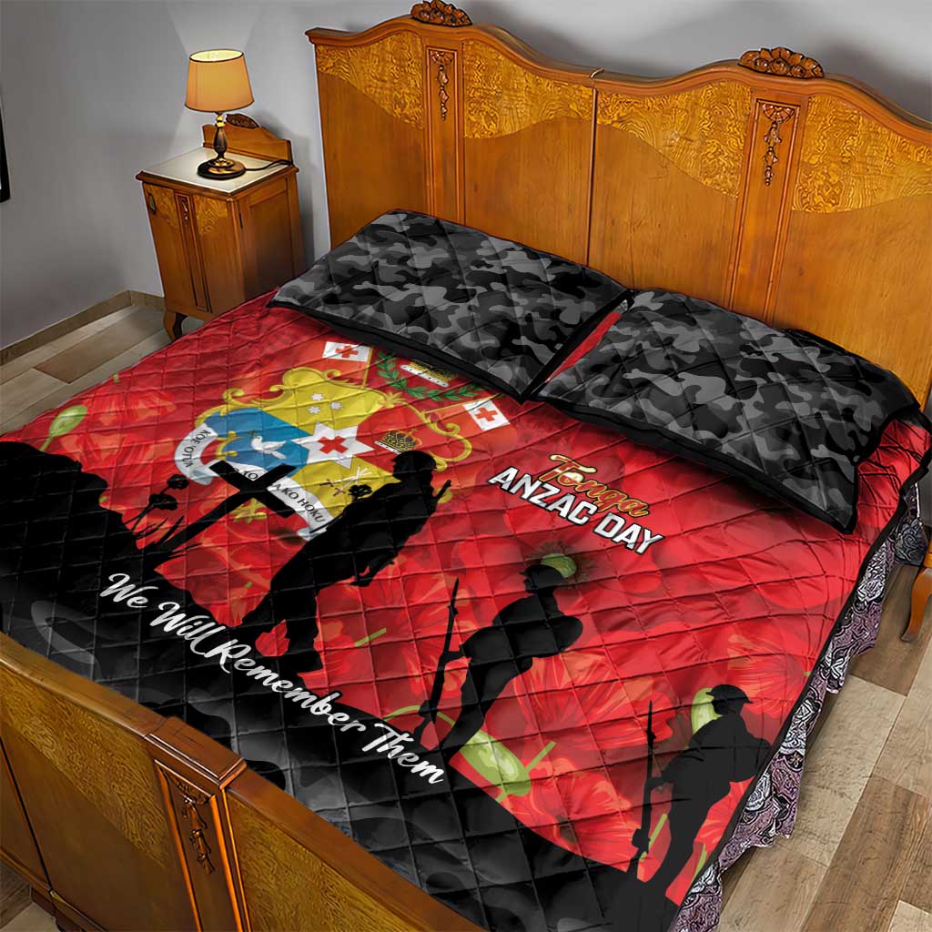 Tonga ANZAC Day Quilt Bed Set Ngatu Pattern We Will Remember Them